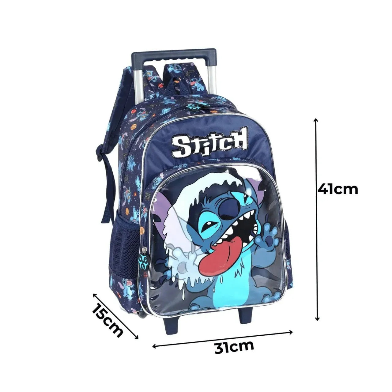 Kit Mochila de Roda Stitch Azul com Lancheira e Estojo Box