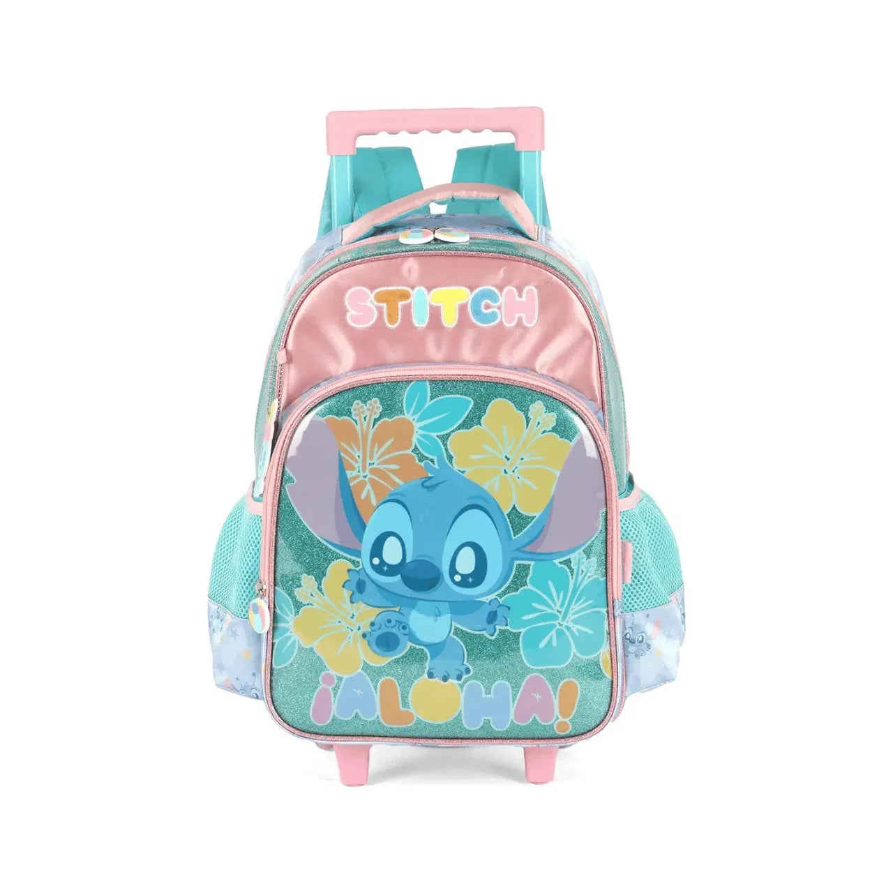Kit Mochila de Roda Stitch Turquesa com Lancheira e Estojo Box