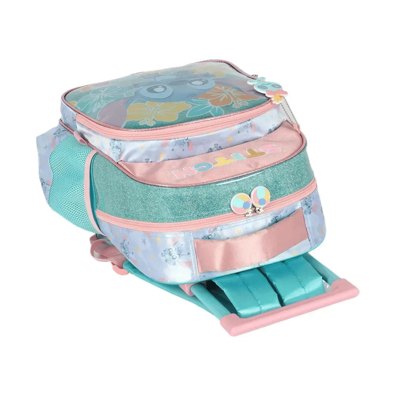 Kit Mochila de Roda Stitch Turquesa com Lancheira e Estojo Box