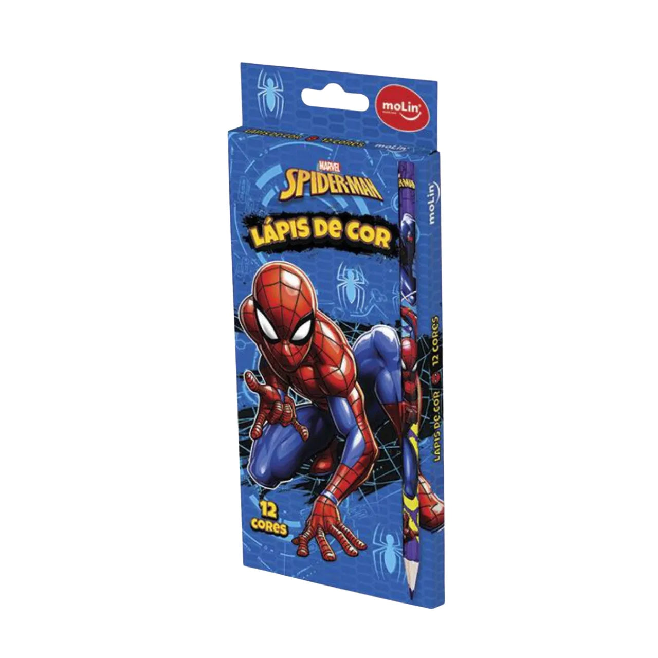 Lápis de Cor Homem-Aranha Azul 12 Cores Molin