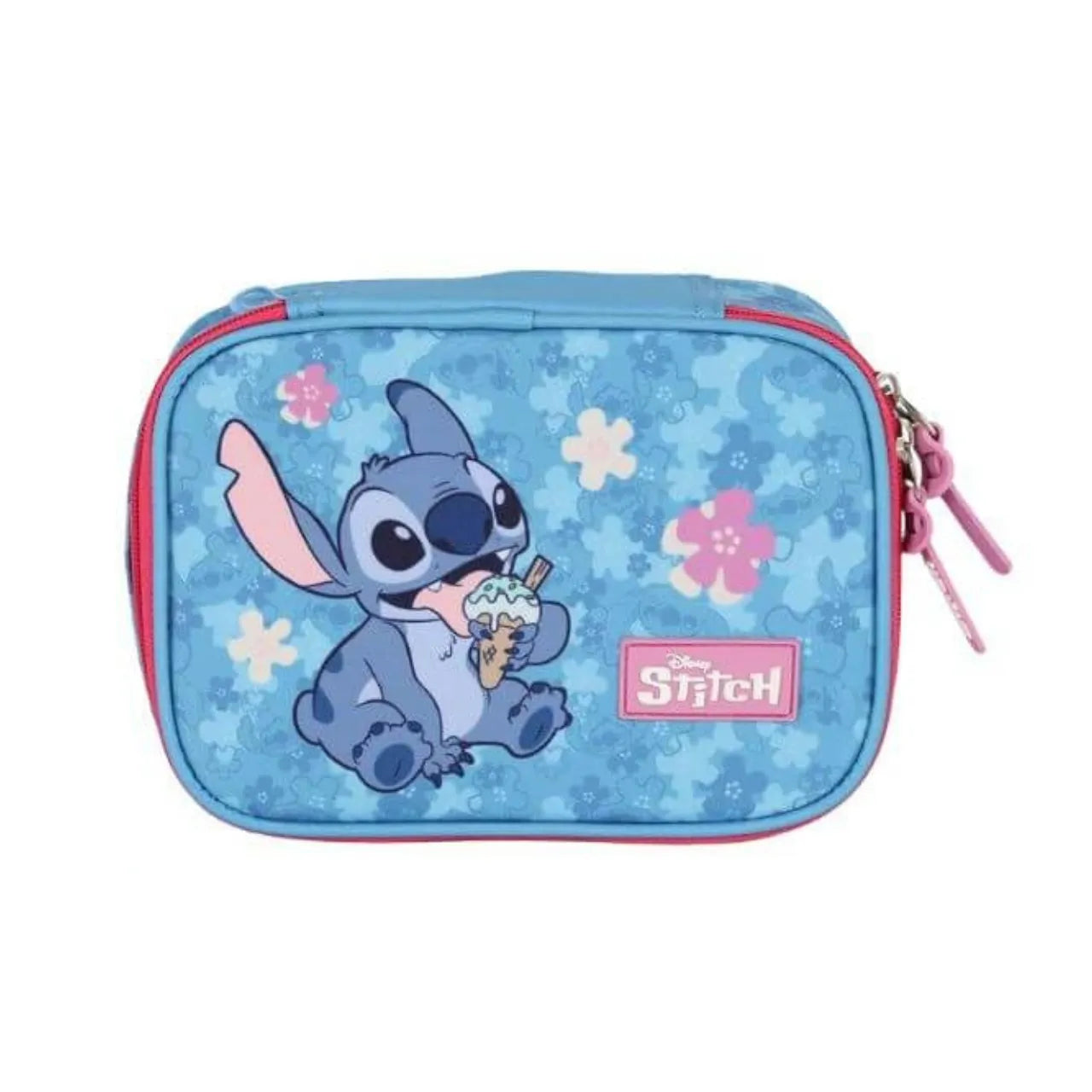 Kit Mochila Roda Stitch e Angel Azul com Lancheira e Estojo