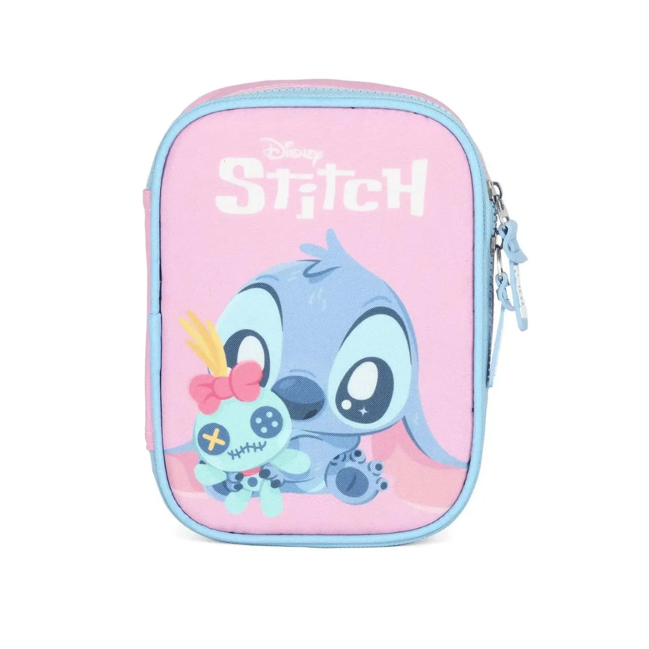 Kit Mochila Rodinha Stitch Rosa com Lancheira e Estojo Box