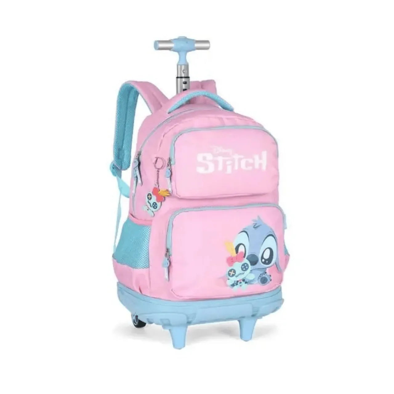 Kit Mochila Rodinha Stitch Rosa com Lancheira e Estojo Box