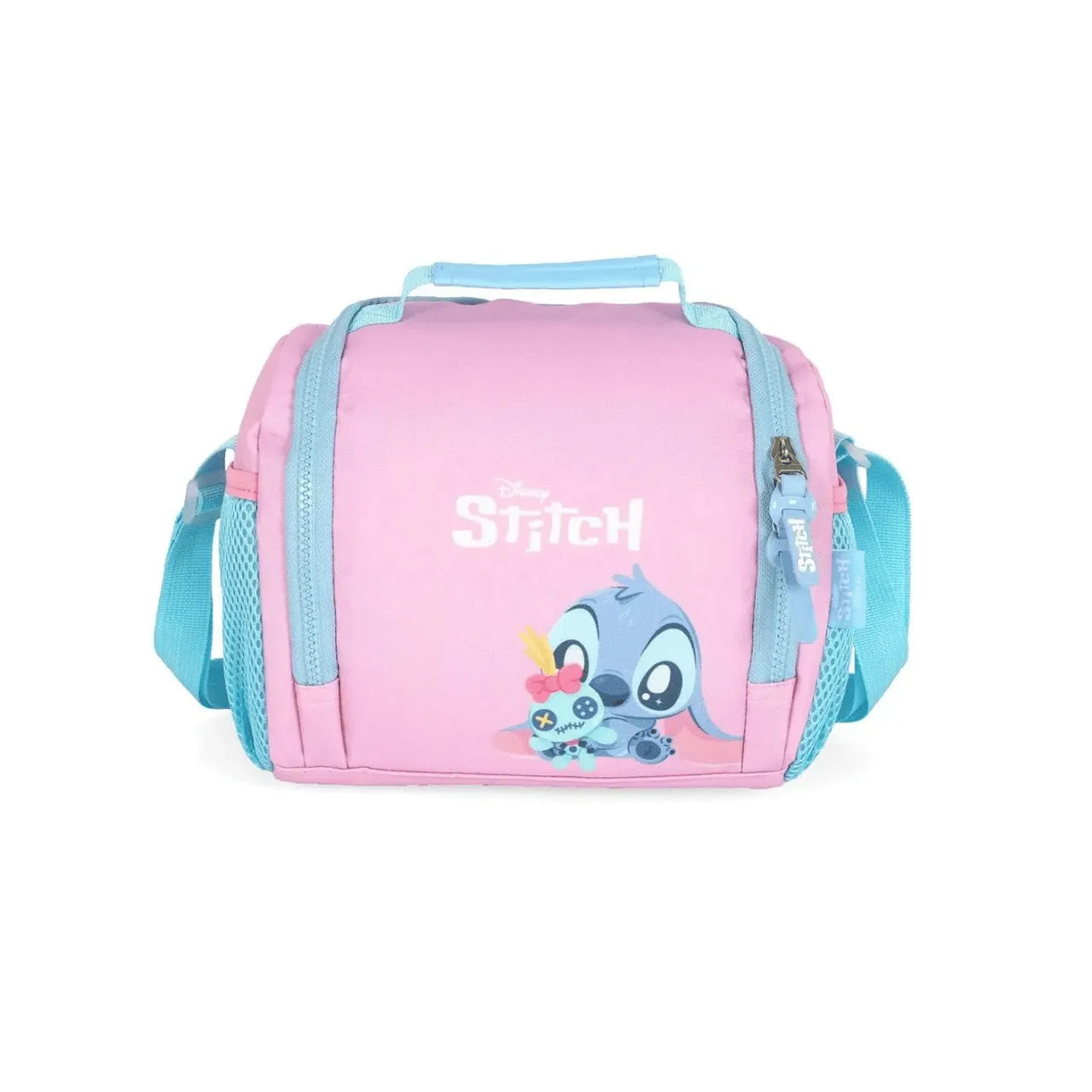 Kit Mochila Rodinha Stitch Rosa com Lancheira e Estojo Box