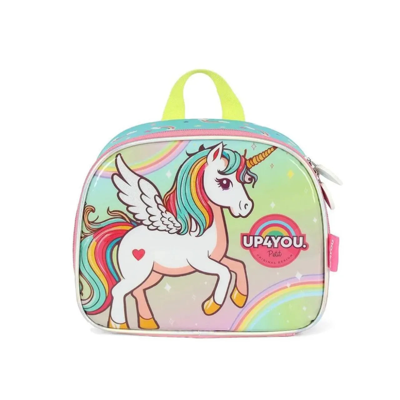 Kit Mochila Roda Unicórnio Rosa com Lancheira e Estojo Box