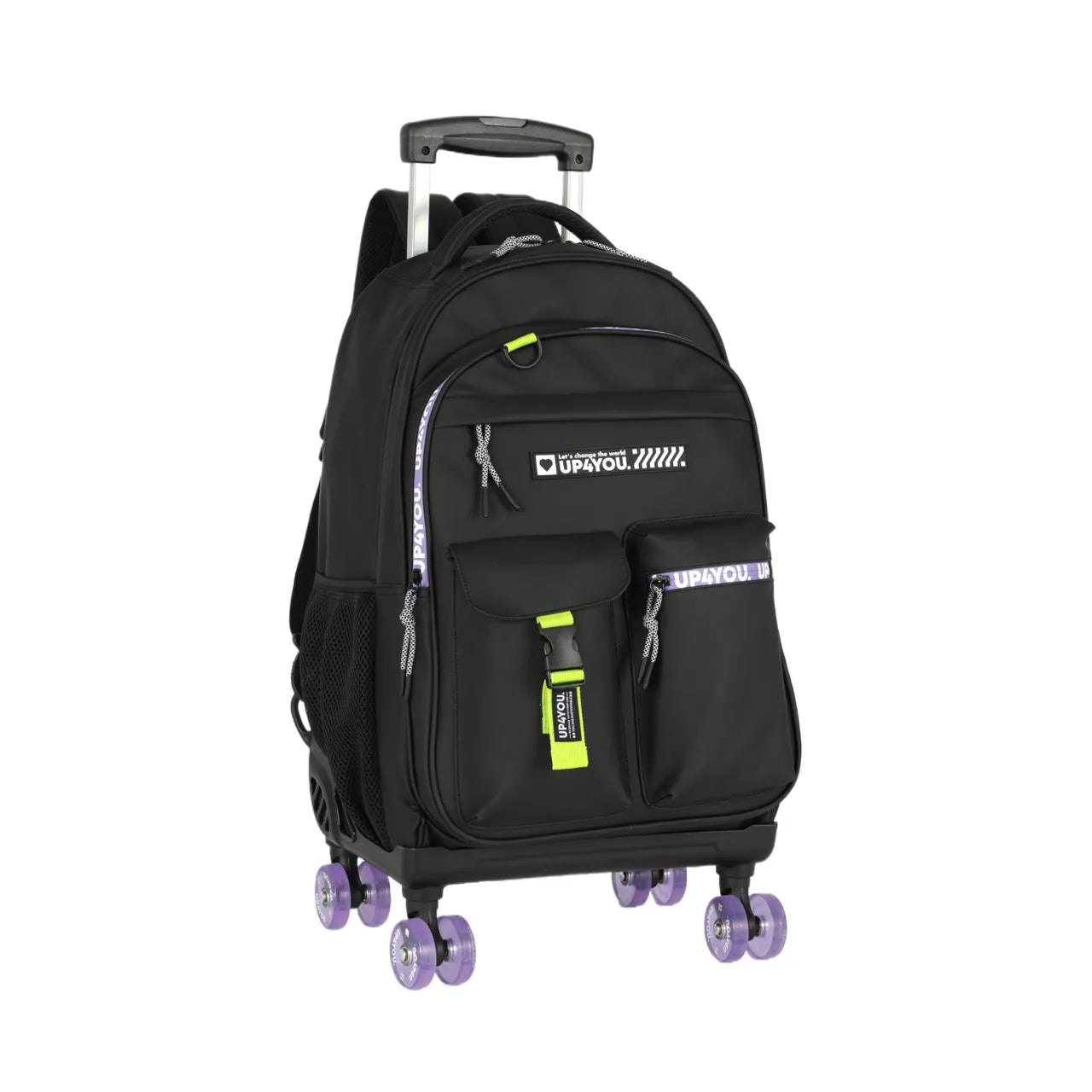 Kit Mochila Roda Up4You Preta com Lancheira e Estojo Box