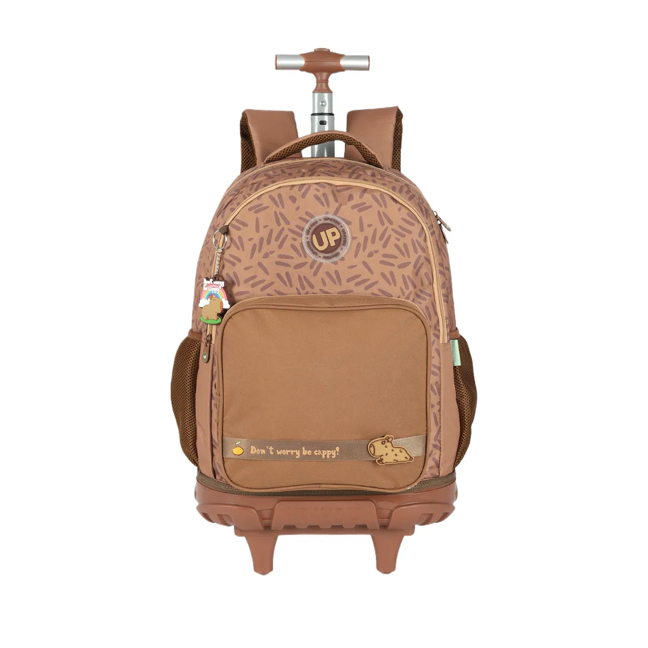 Kit Mochila Roda Capivara Marrom com Lancheira e Estojo Box