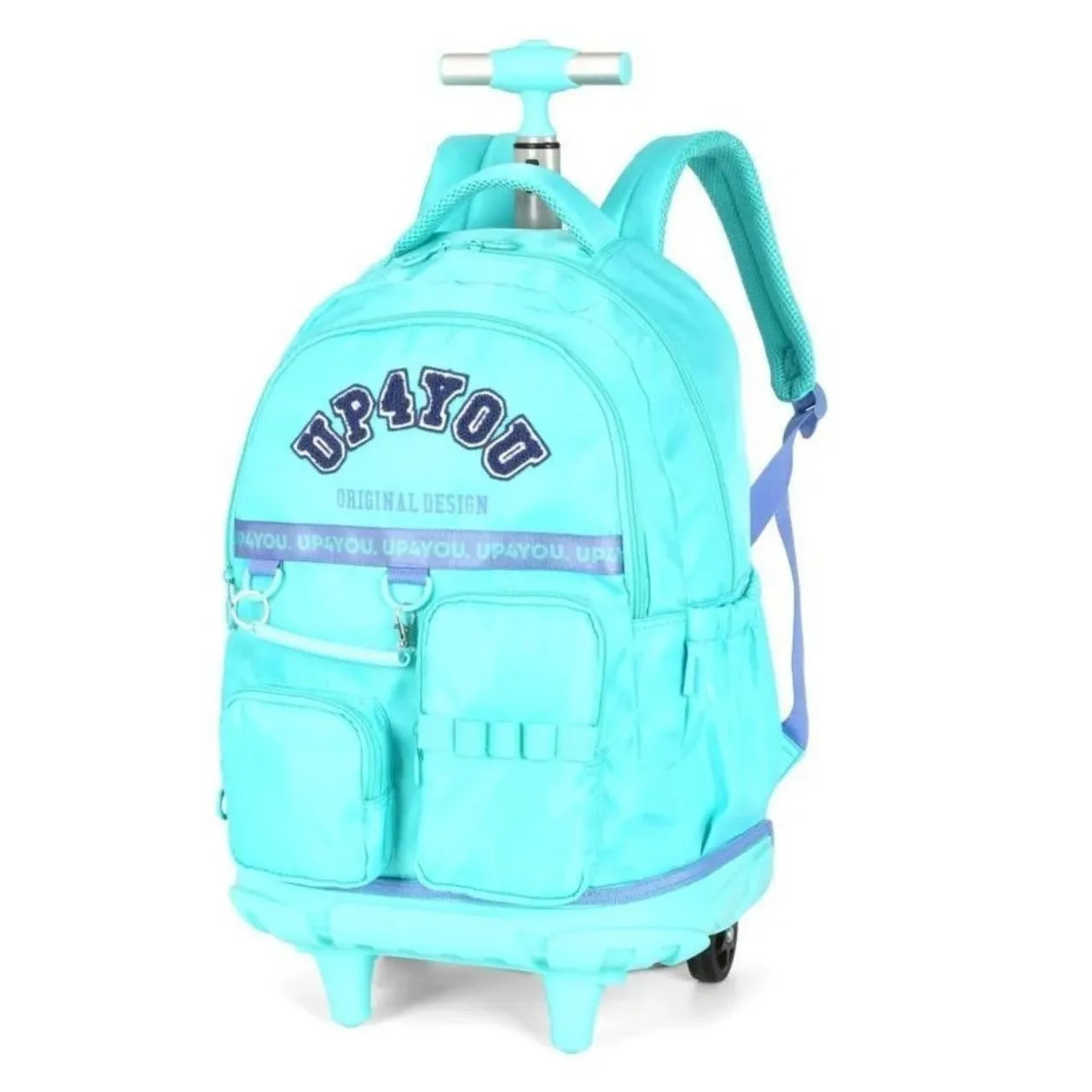 Kit Mochila Roda Up4You Turquesa com Lancheira e Estojo Box