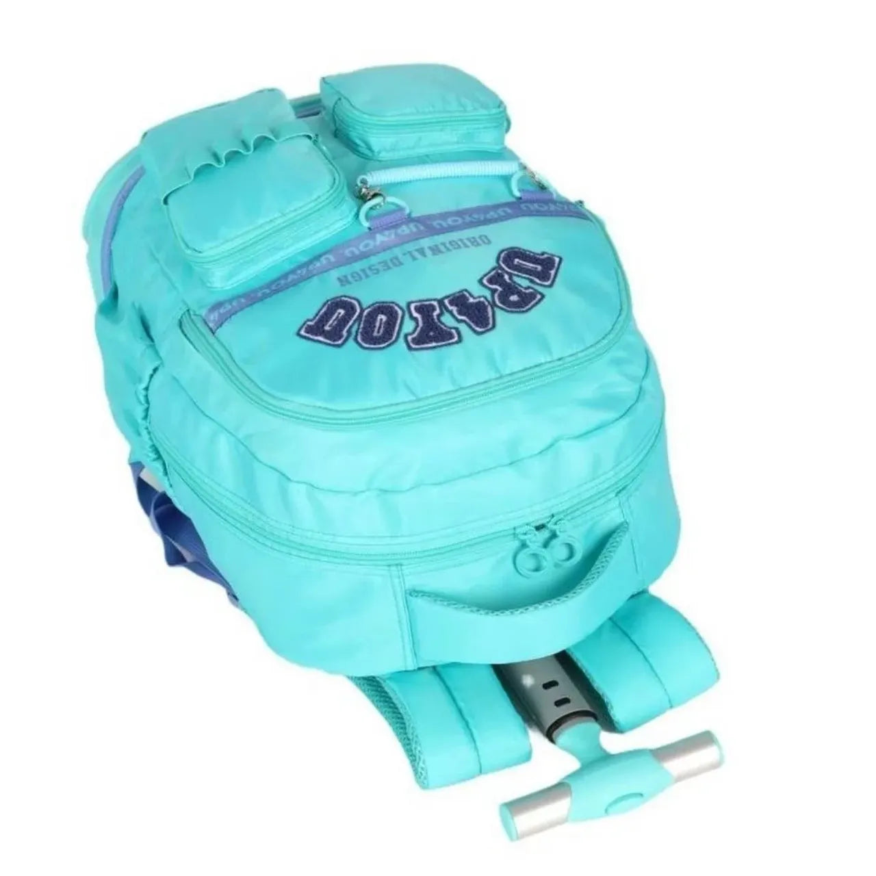 Kit Mochila Roda Up4You Turquesa com Lancheira e Estojo Box