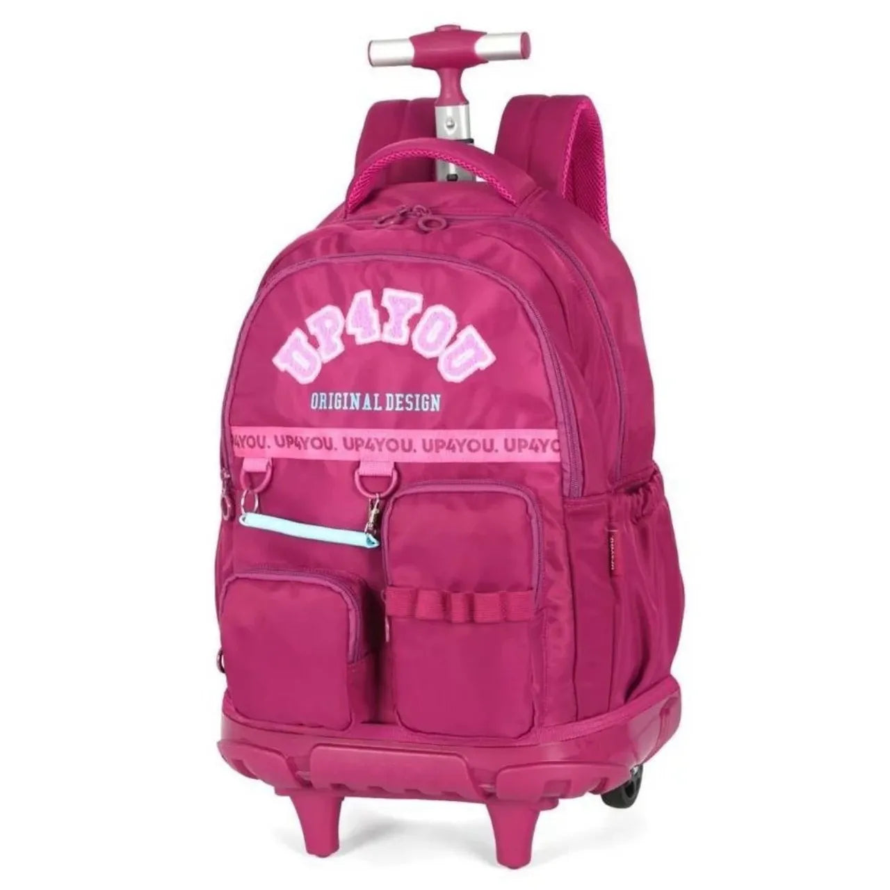 Kit Mochila Roda Up4You Vinho com Lancheira e Estojo Box