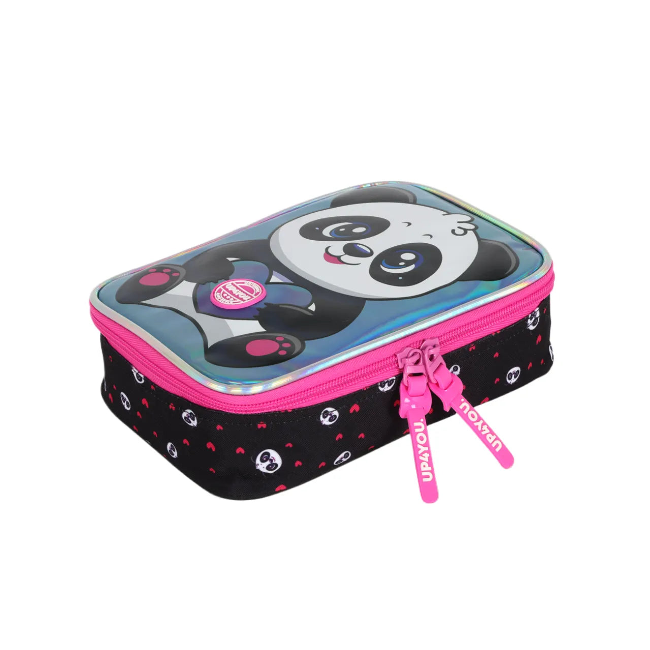 Kit Mochila Roda Panda Pink com Lancheira e Estojo Box