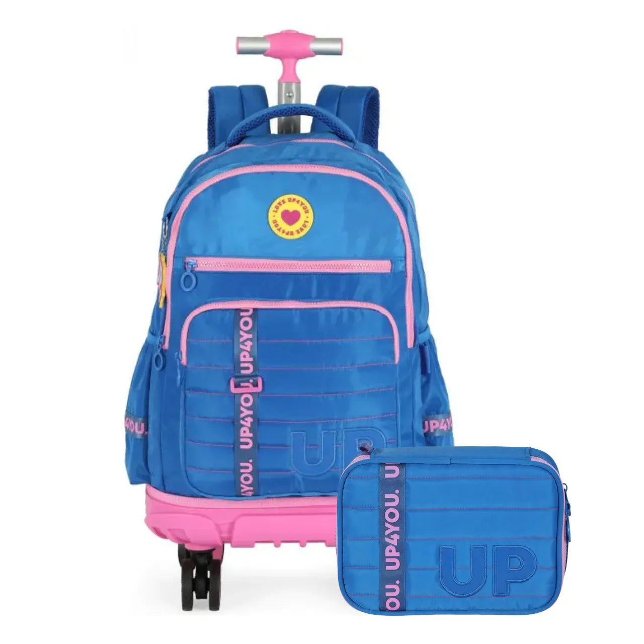 Kit Mochila Roda Up4You Azul e Rosa com Estojo Box