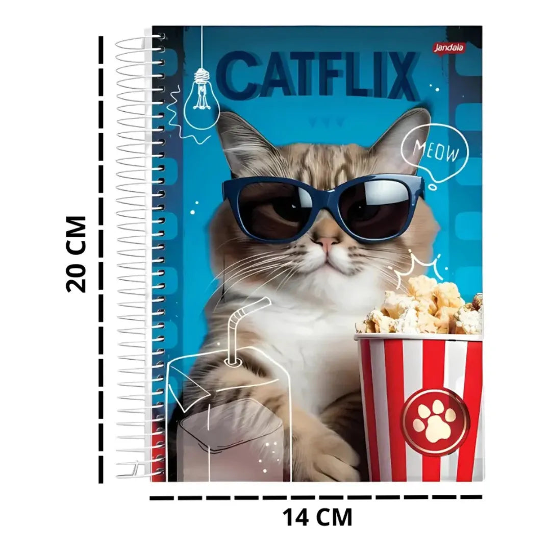 Caderno Universitário Catflix 10 Matérias 160 Folhas Jandaia