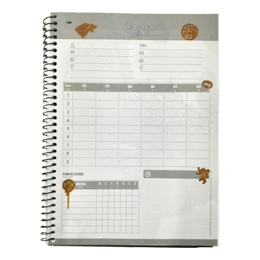 Caderno Universitário Fire and Blood Game Of Thrones 20 Matérias Jandaia