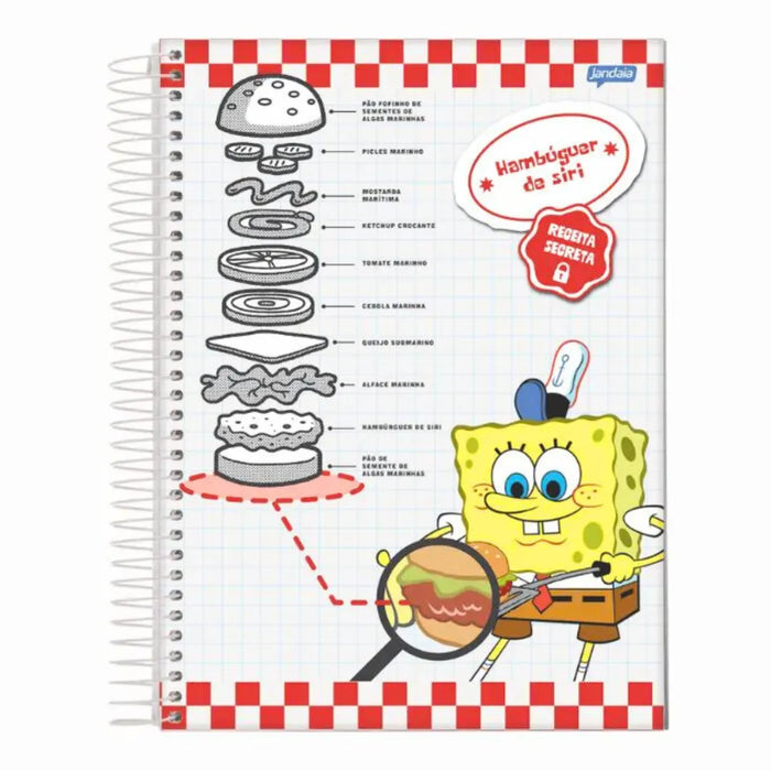 Caderno Bob Esponja Receita Secreta 10x1 160 Folhas Jandaia