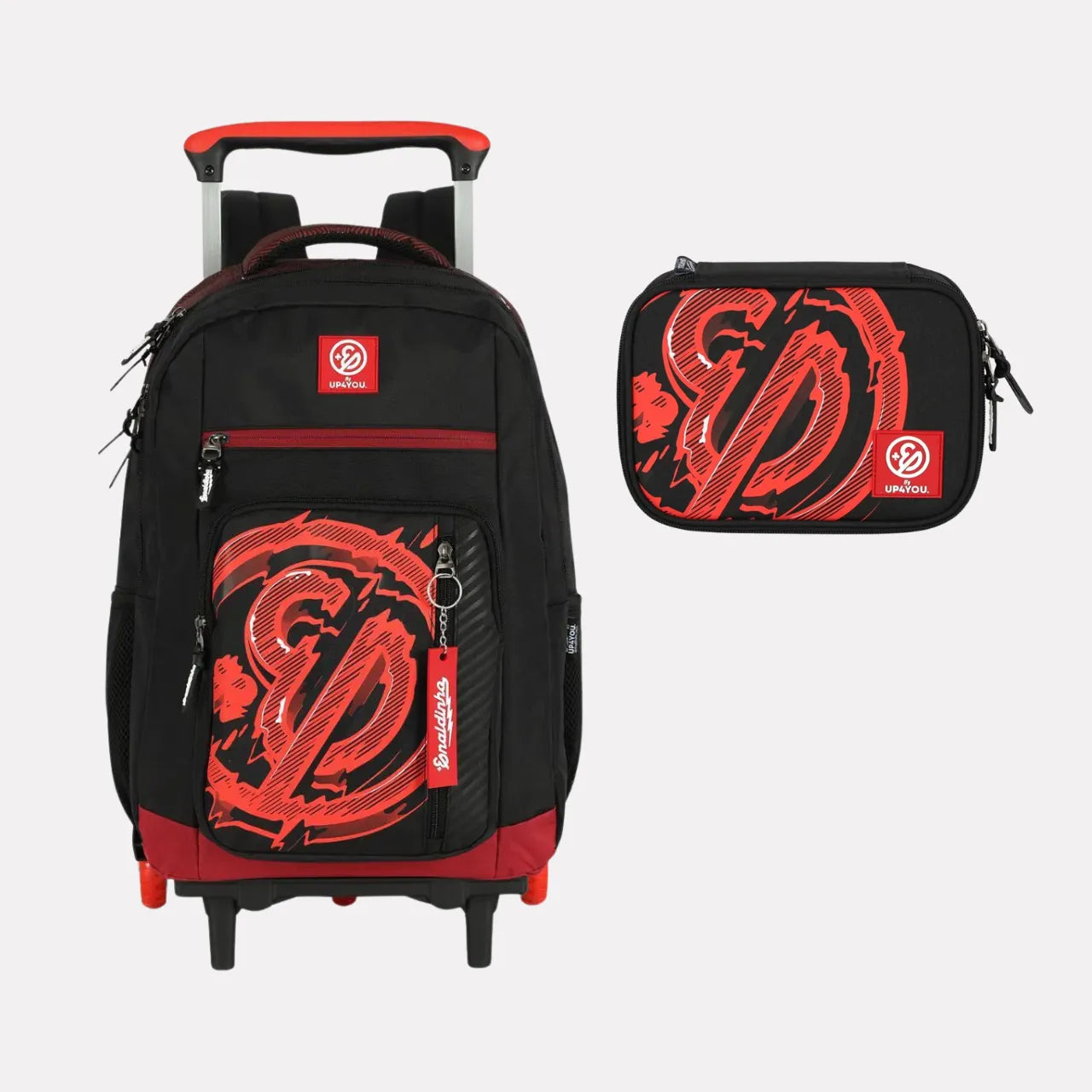 Kit Mochila de Rodas Enaldinho Vermelho com Estojo Box