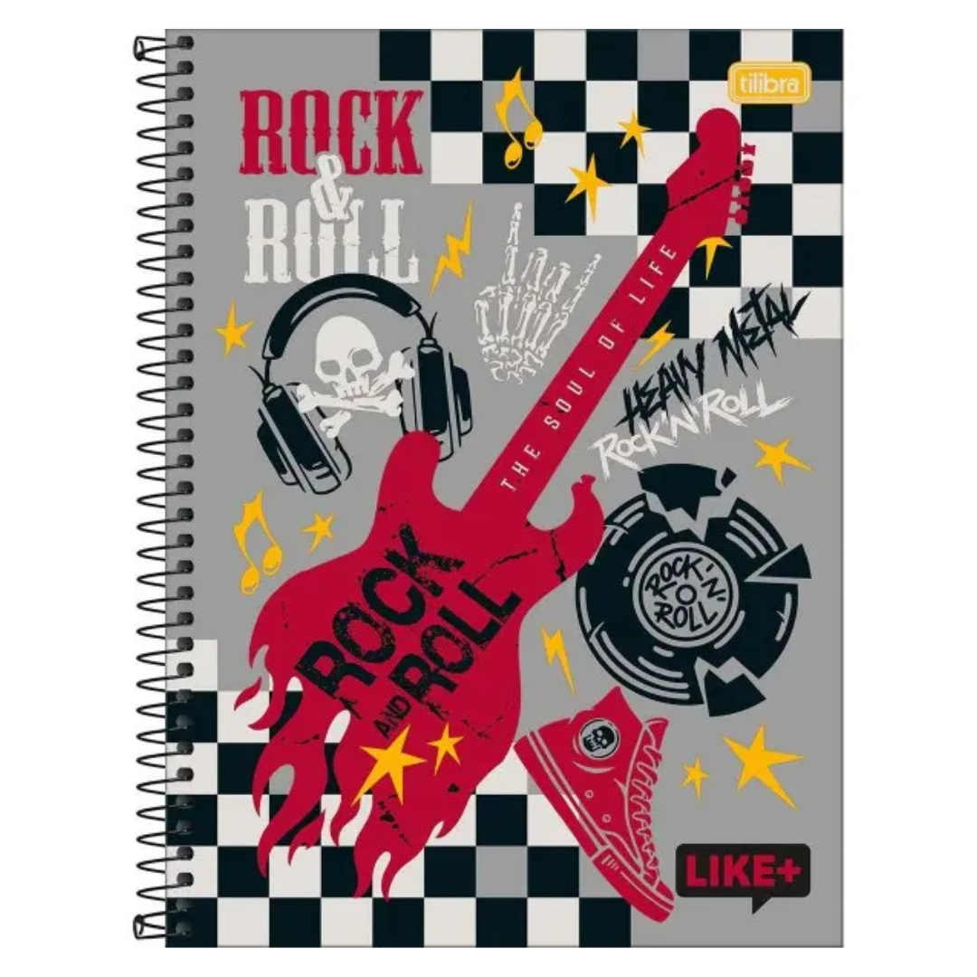 Caderno Universitário Rock and Roll Tilibra 10 Matérias
