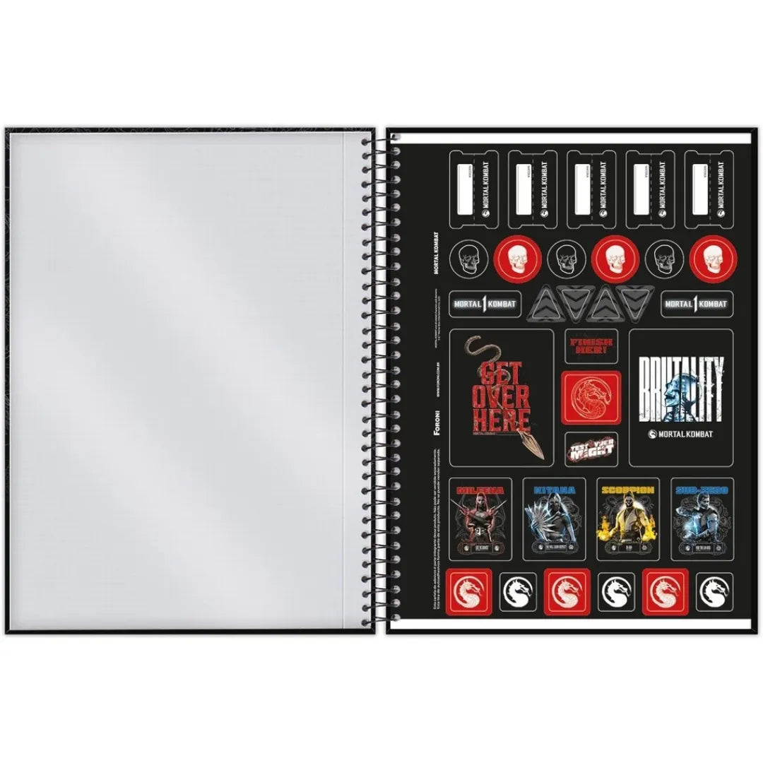 Caderno Universitário Mortal Kombat MK Foroni 10 Matérias