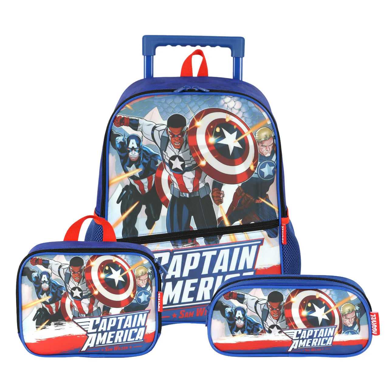 Kit Mochila de Rodas Avengers Azul com Lancheira e Estojo