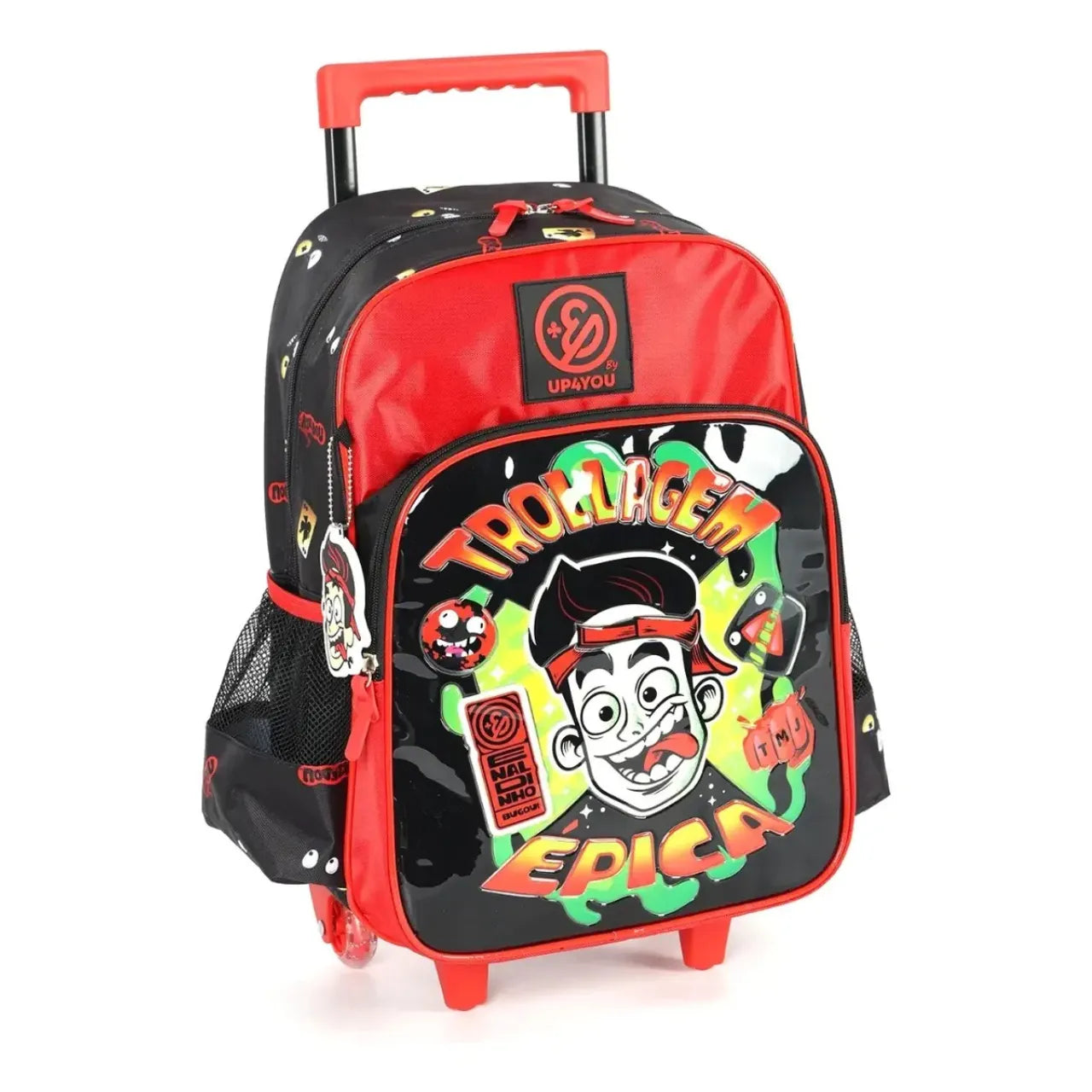 Kit Mochila de Rodas Enaldinho Vermelho com Estojo Box