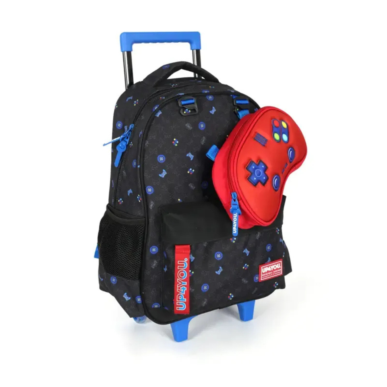 Kit Mochila de Rodas Game com Lancheira e Estojo Box e Removível