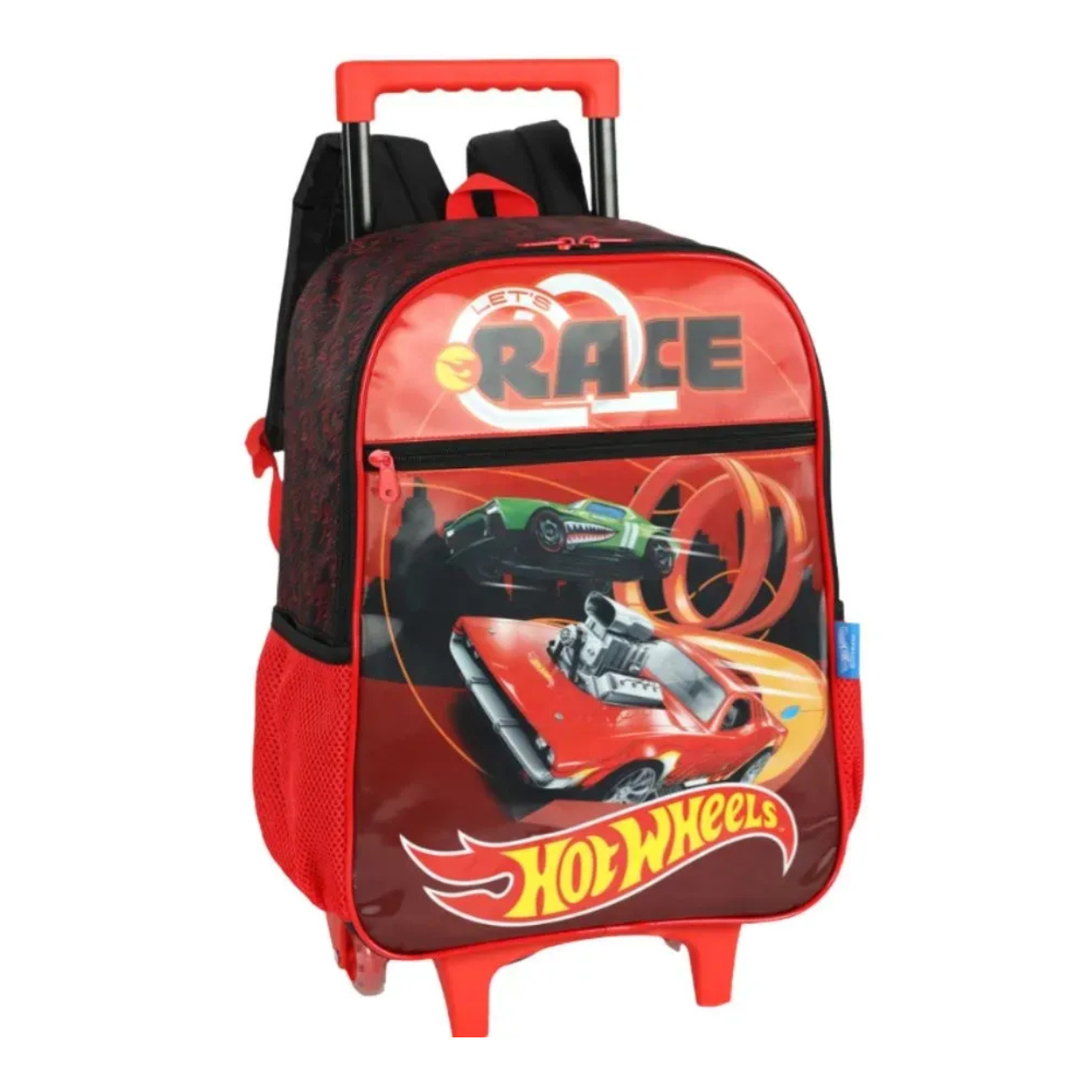 Kit Mochila de Rodas Hot Wheels Vermelha com Lancheira e Estojo