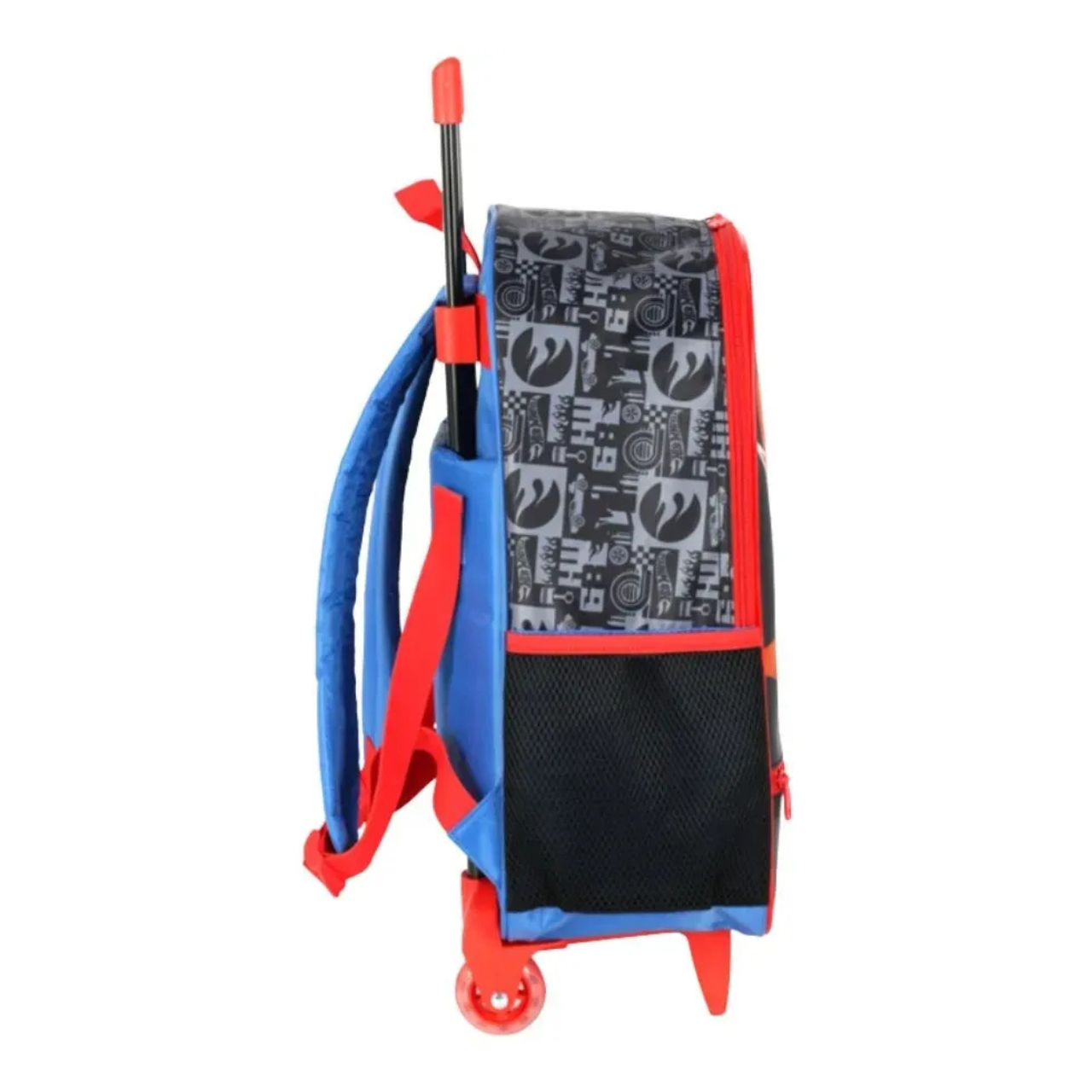 Kit Mochila de Rodas Hot Wheels Preto com Lancheira e Estojo