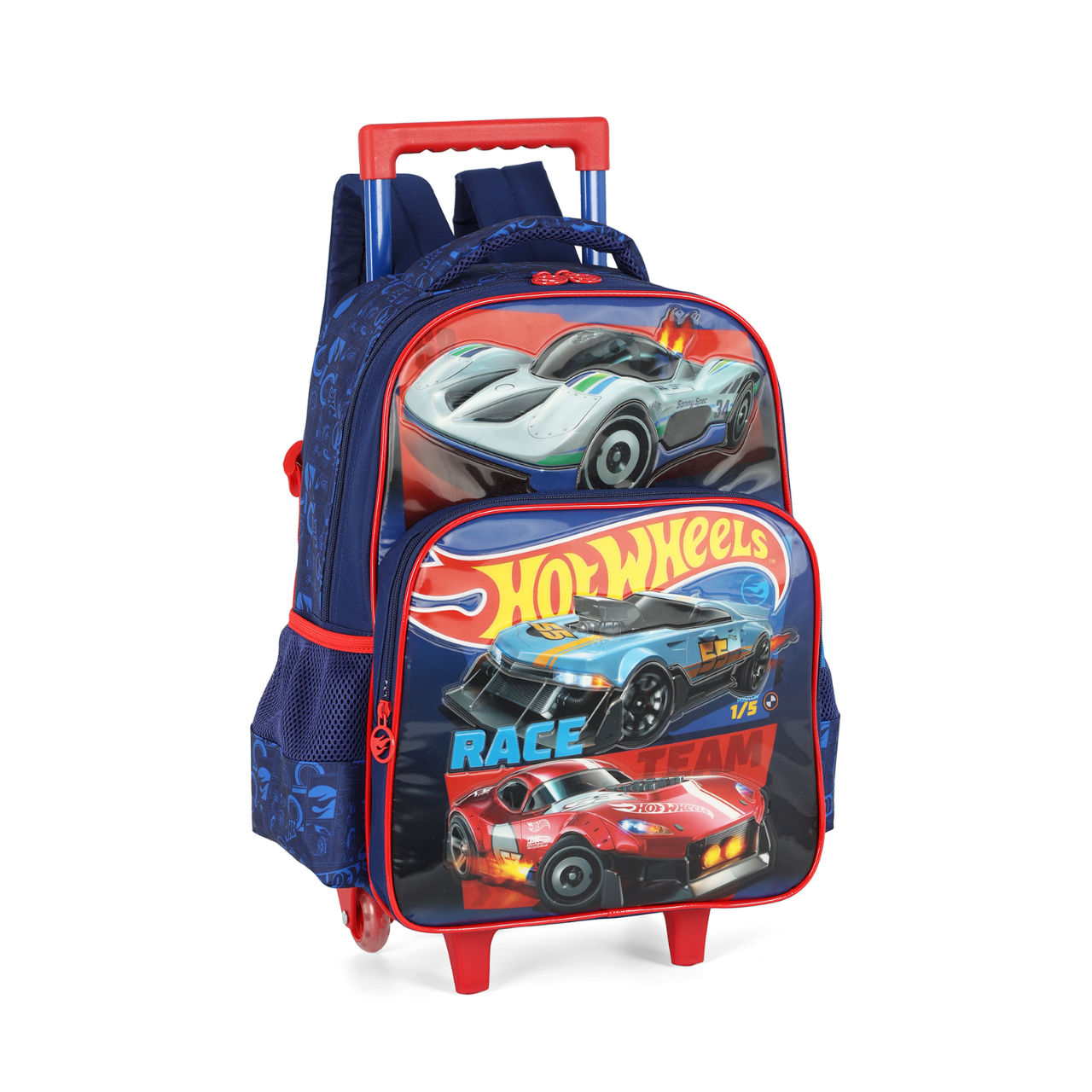 Kit Mochila de Rodas Hot Wheels Vermelha com Lancheira e Estojo