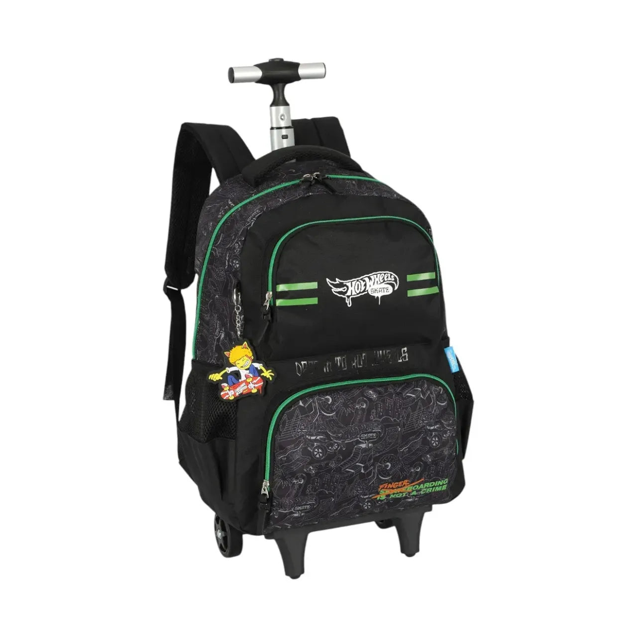 Kit Mochila de Rodas Hot Wheels Verde com Lancheira e Estojo