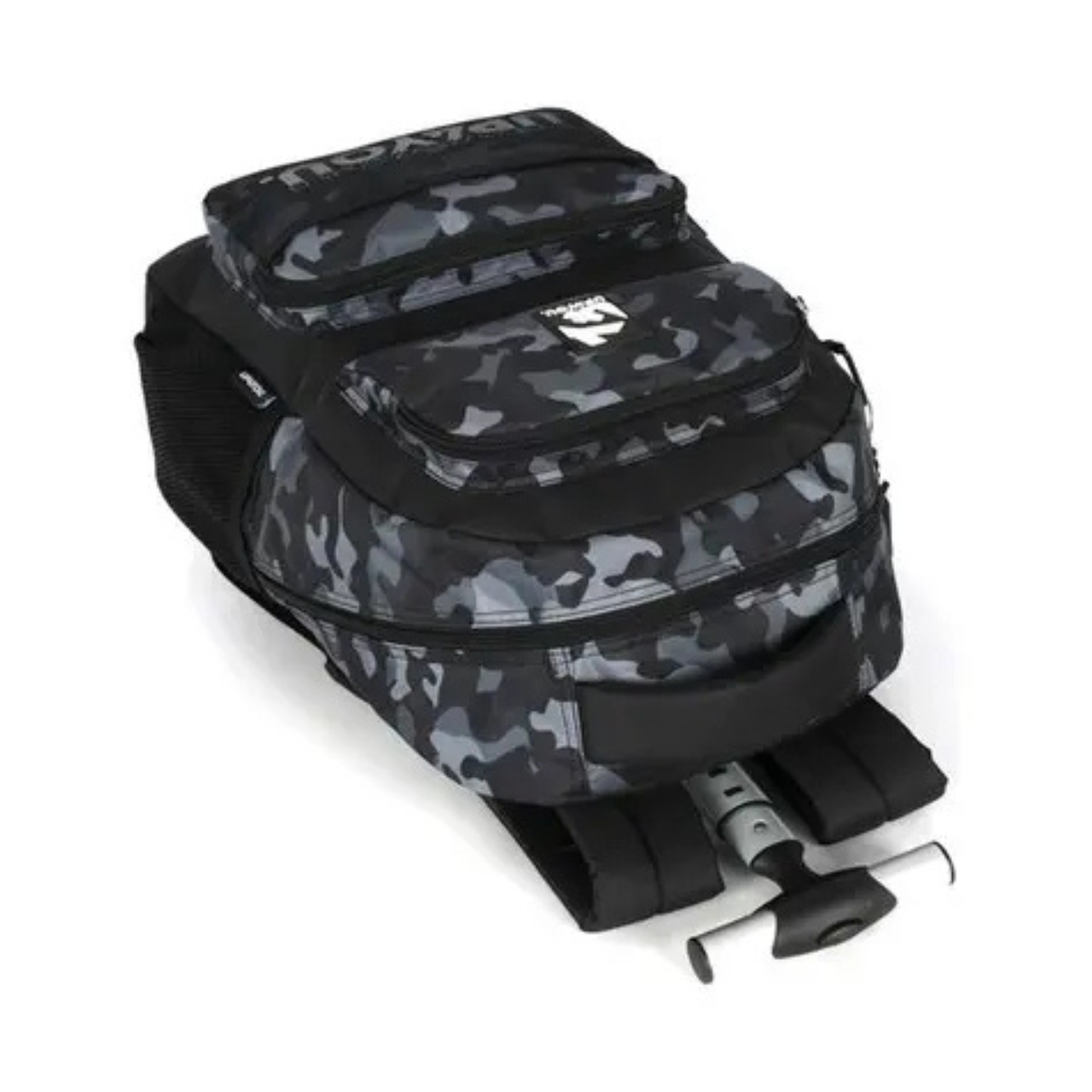 Kit Mochila de Rodas Camuflada Cinza com Lancheira e Estojo