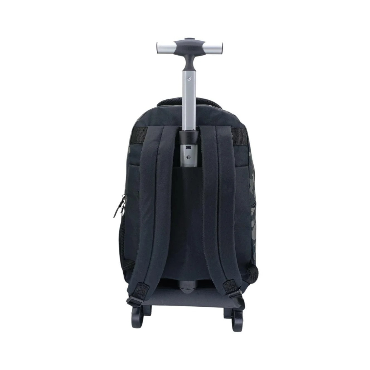 Kit Mochila de Rodas Camuflada Cinza com Lancheira e Estojo