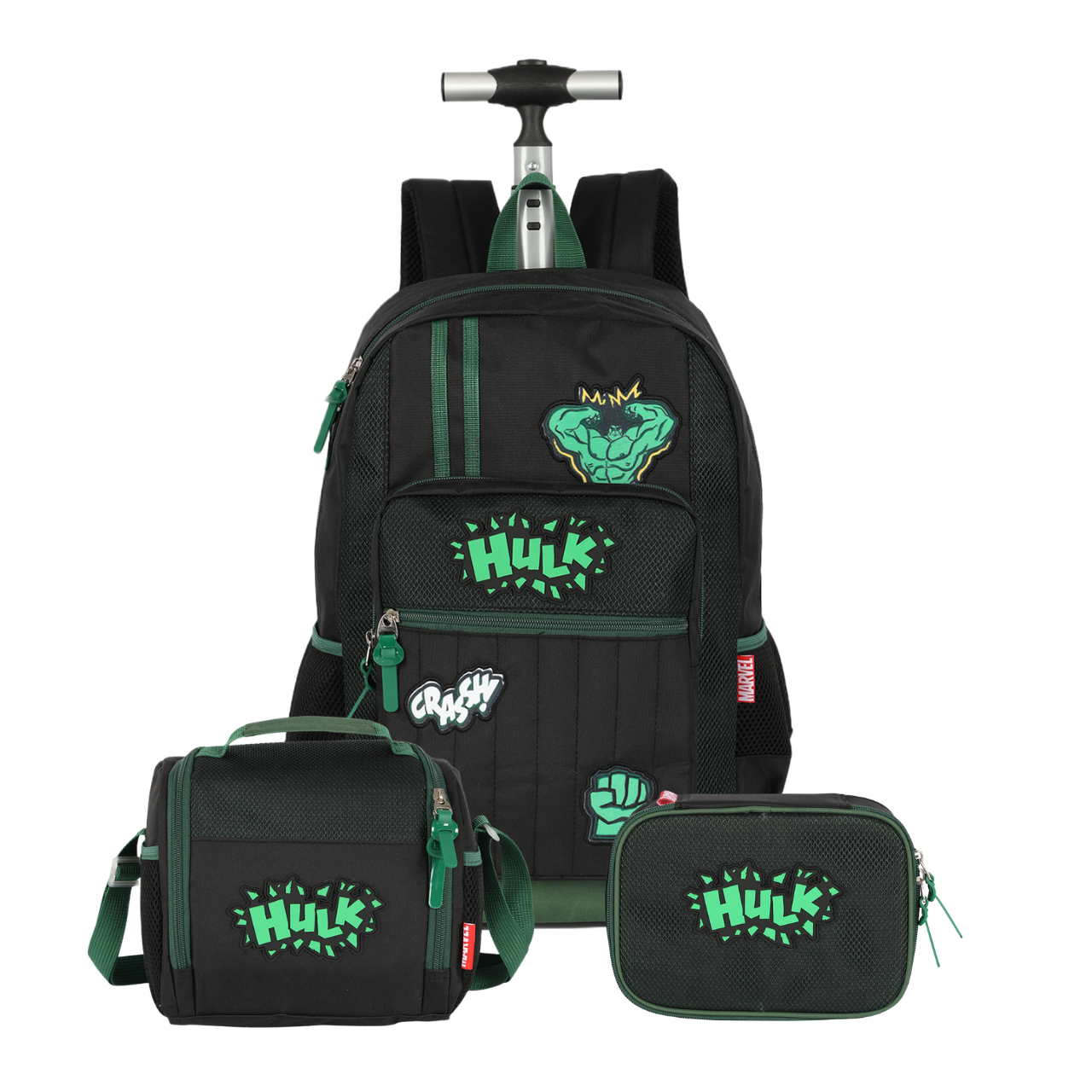 Kit Mochila de Rodas Hulk Marvel com Lancheira e Estojo Box