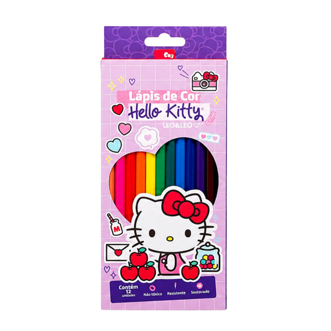 Lápis de Cor 12 Cores Leo&Leo Hello Kitty
