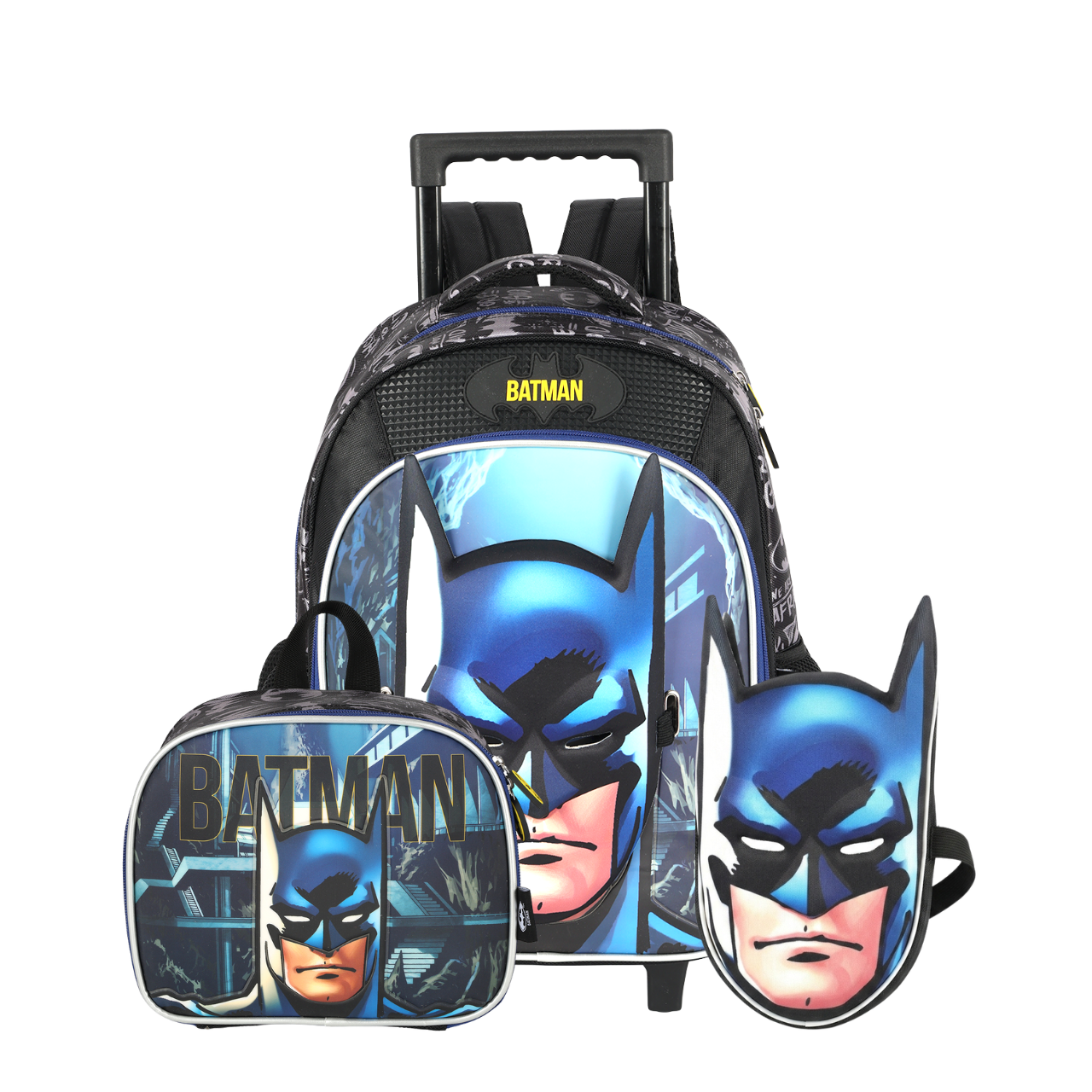 Kit Mochila de Rodas Batman com Máscara 3D e Lancheira