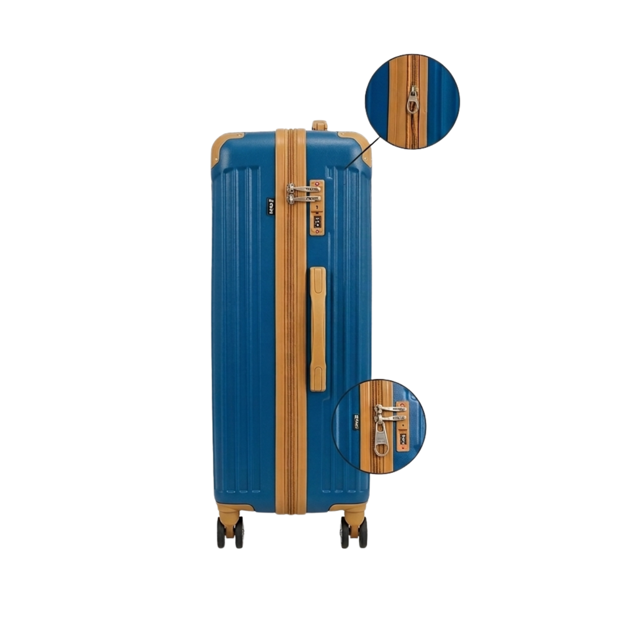 Mala de Viagem 23kg Hinza ABS Azul com Caramelo Cadeado TSA
