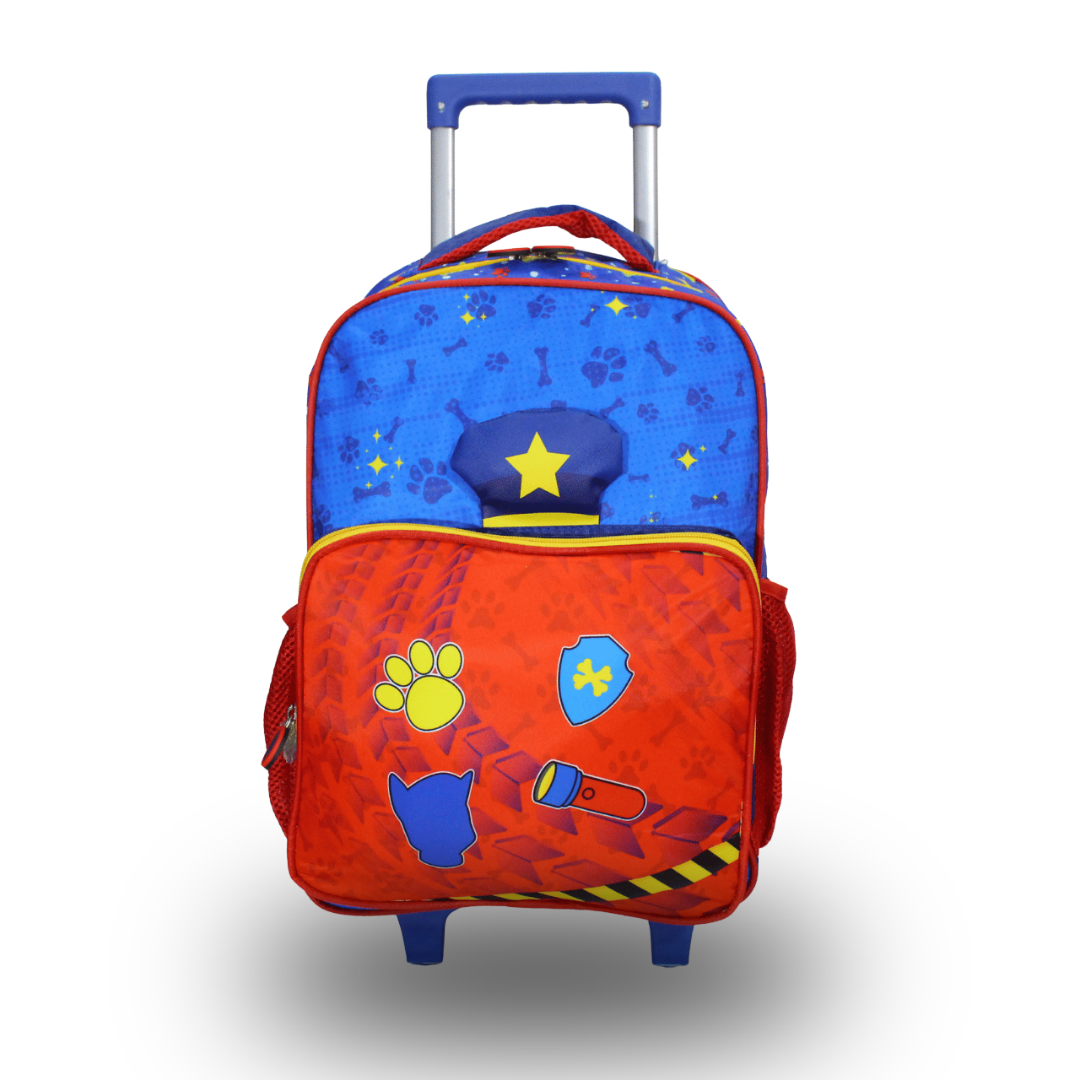 Kit Mochila Escolar Infantil Rodinhas 3 Peças Tema Cachorro