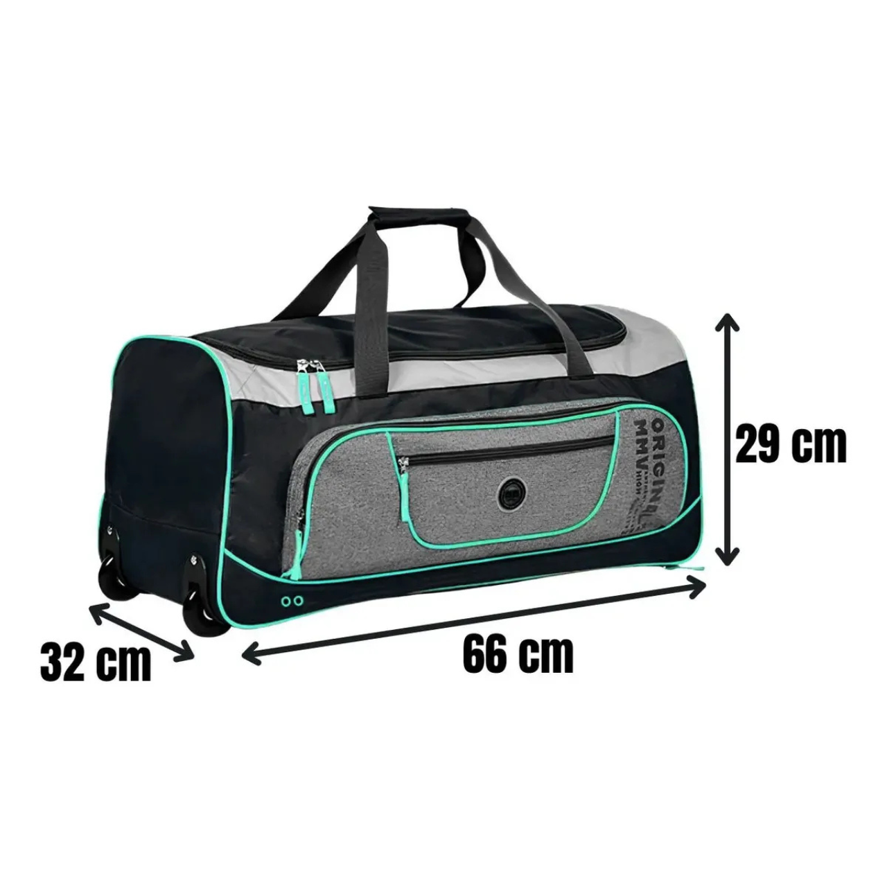 Bolsa de Viagem com Rodinhas Clio Grande Cinza e Preto