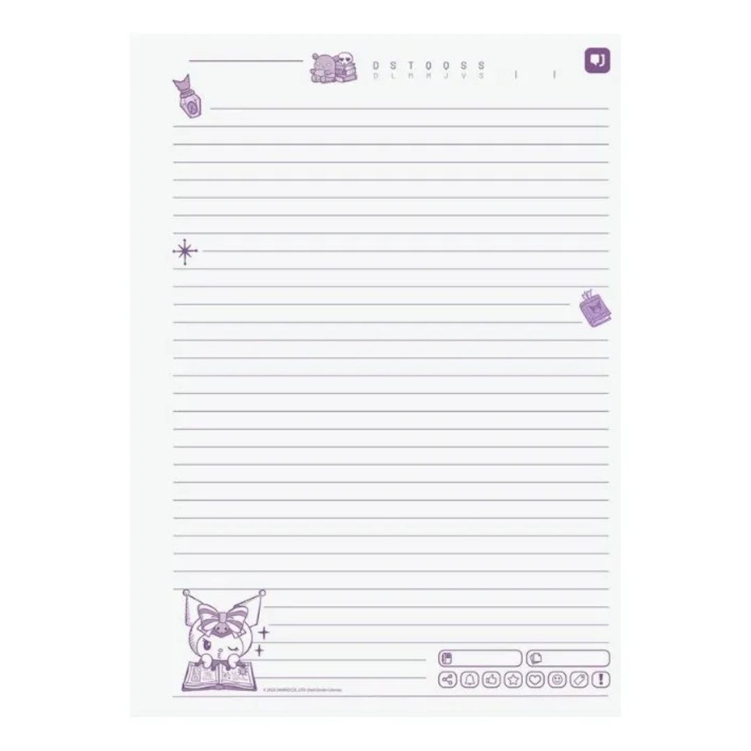 Caderno Universitário Espiral Kuromi Sanrio Jandaia 15 Matérias