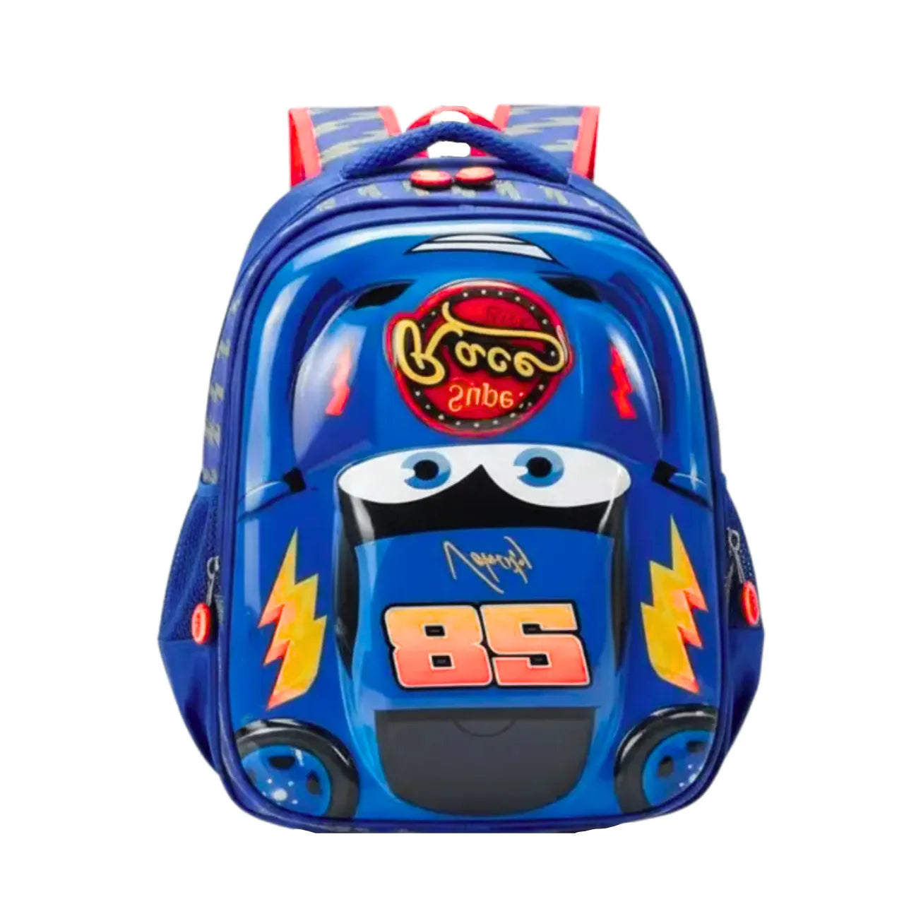 Mochila Infantil Carro Super Race Azul 3d