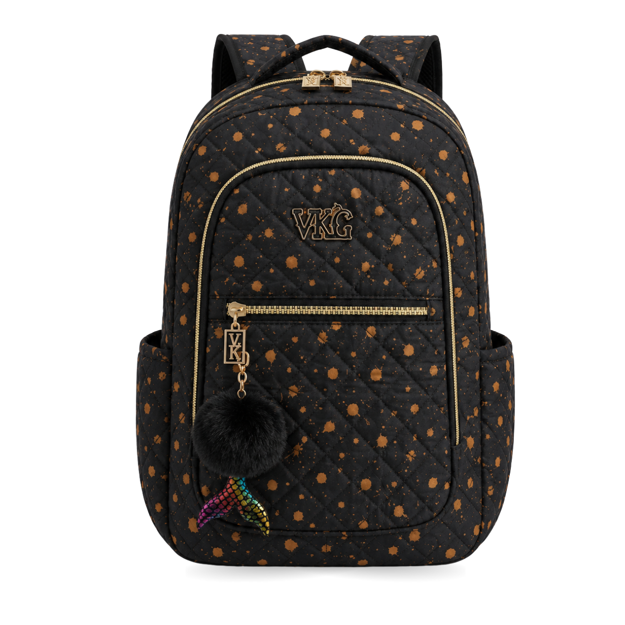 Kit Mochila de Costas Vkg Preta e Laranja com Estojo