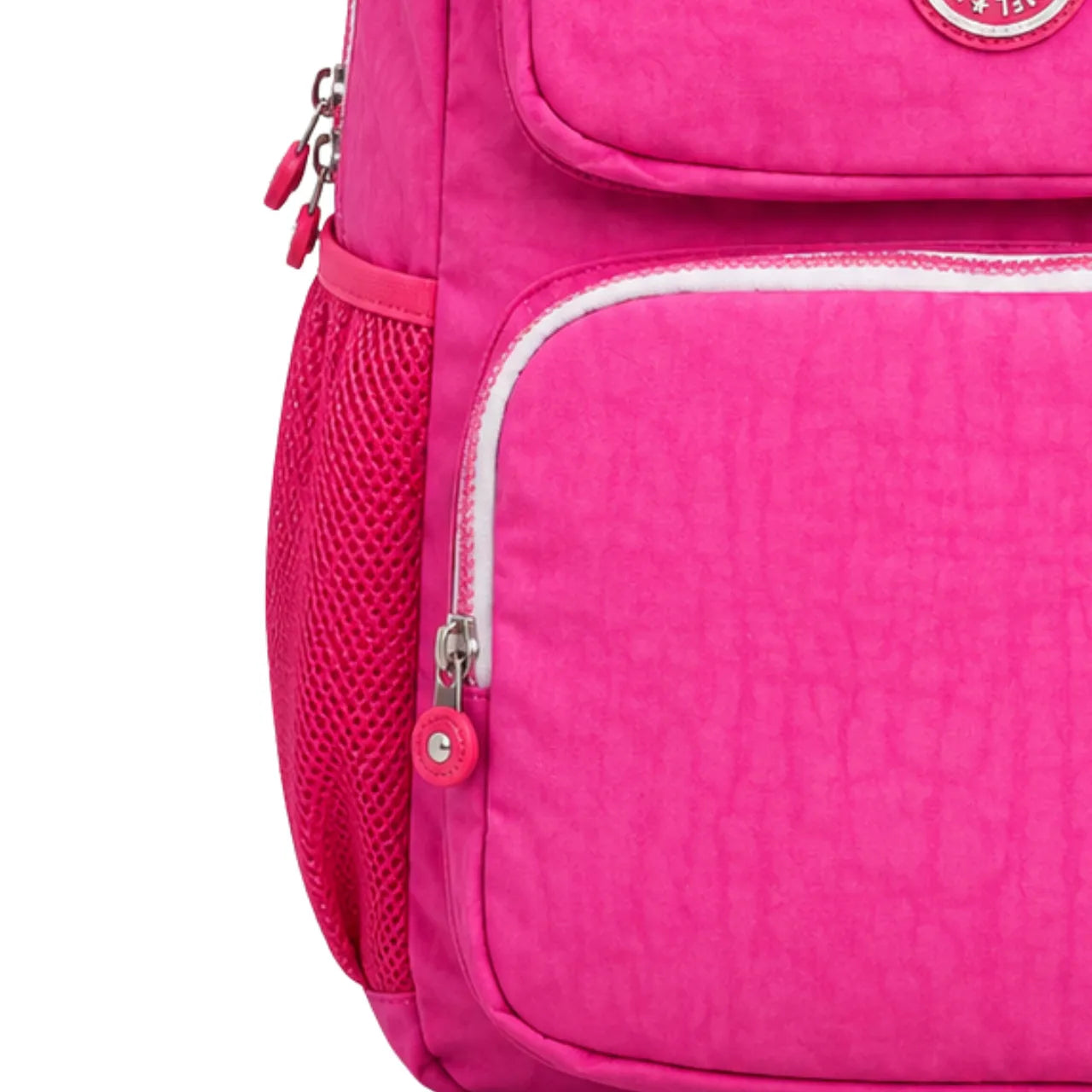 Kit Mochila de Costas Rosa Ponto Verde com Estojo Bo