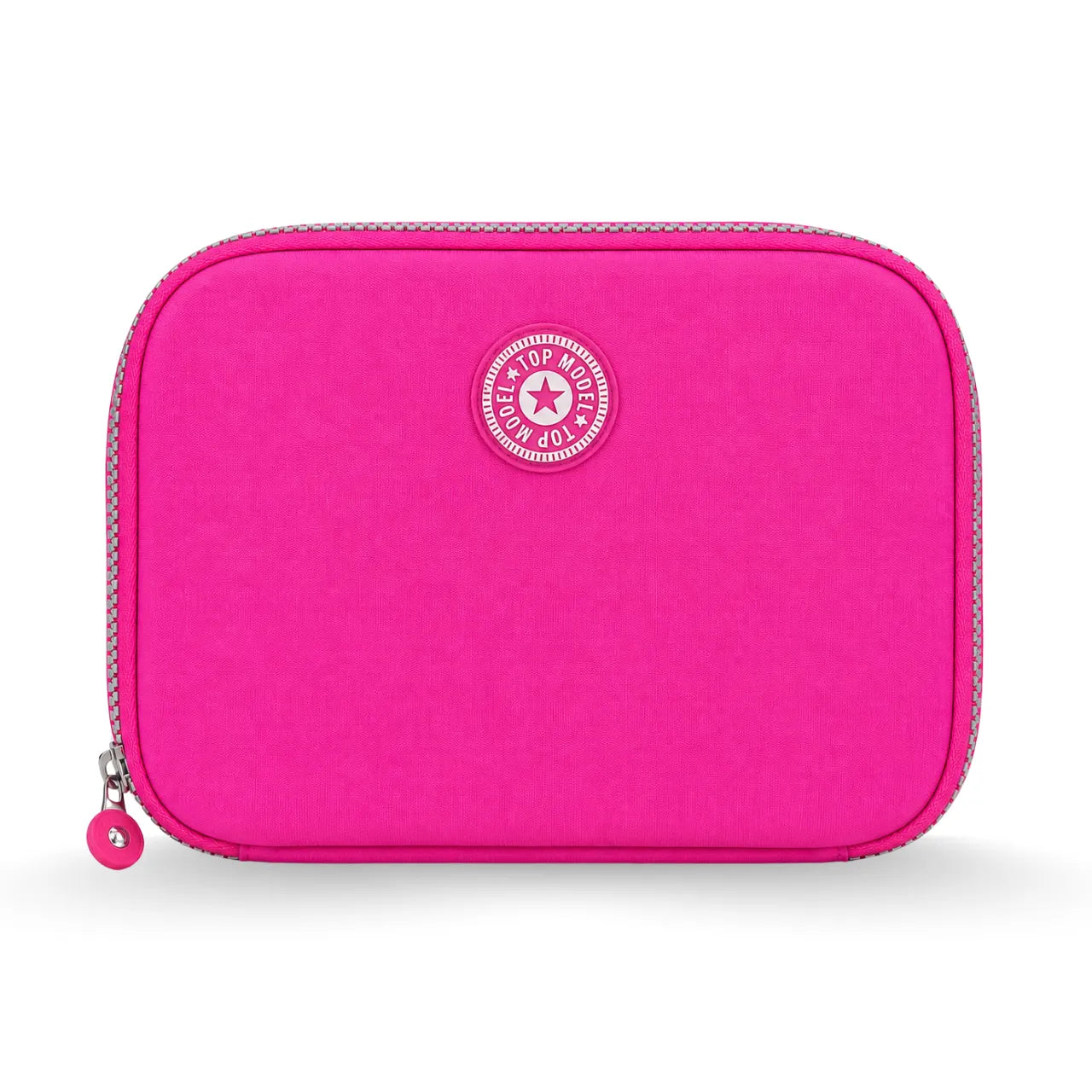Kit Mochila de Costas Rosa Ponto Verde com Estojo Bo