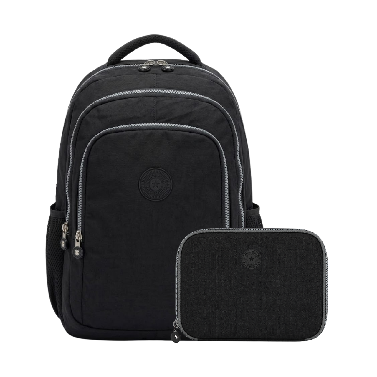 Kit Mochila de Costas Preta Ponto Verde com Estojo Box