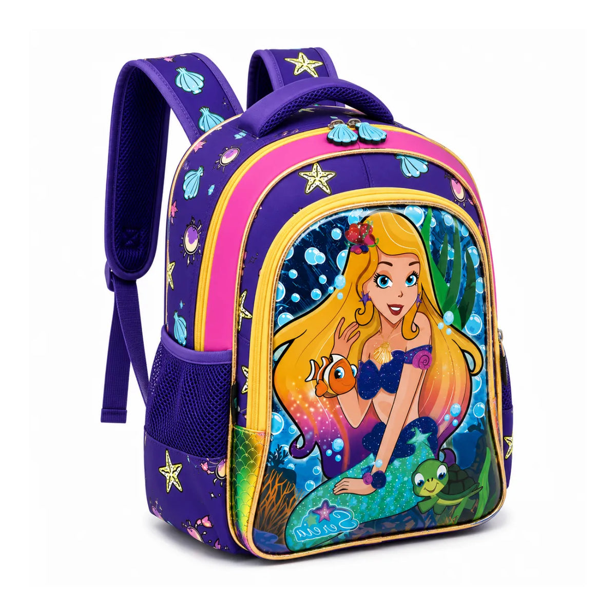 Mochila de Costas Sereia Roxa Infantil Ponto Verde