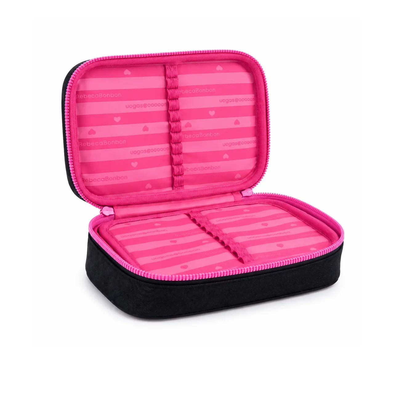 Estojo Box Preto com Ziper Rosa Rebecca Bonbon Clio