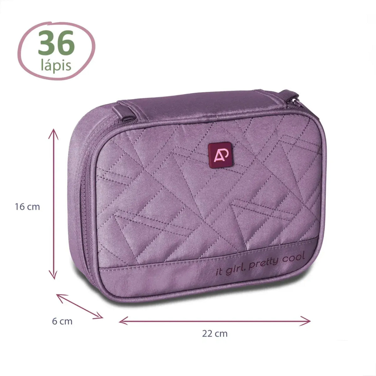 Kit Mochila De Rodas Juvenil Roxa Alice Palucci com Lancheira e Estojo Box