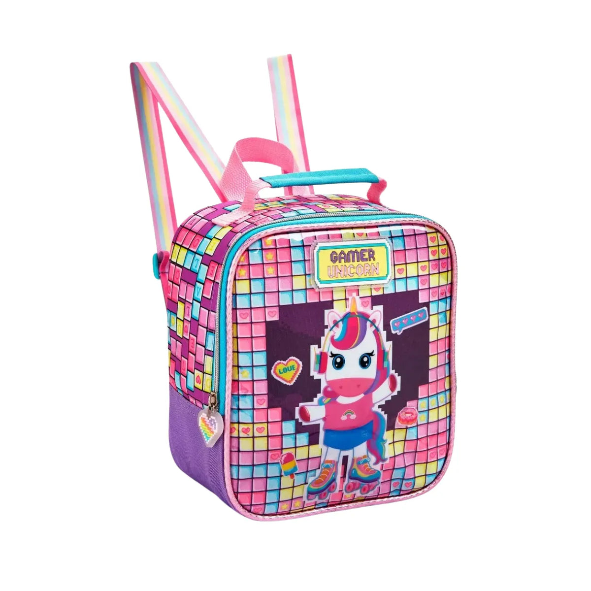 Kit Mochila de Rodas Unicórnio Gamer com Lancheira e Estojo
