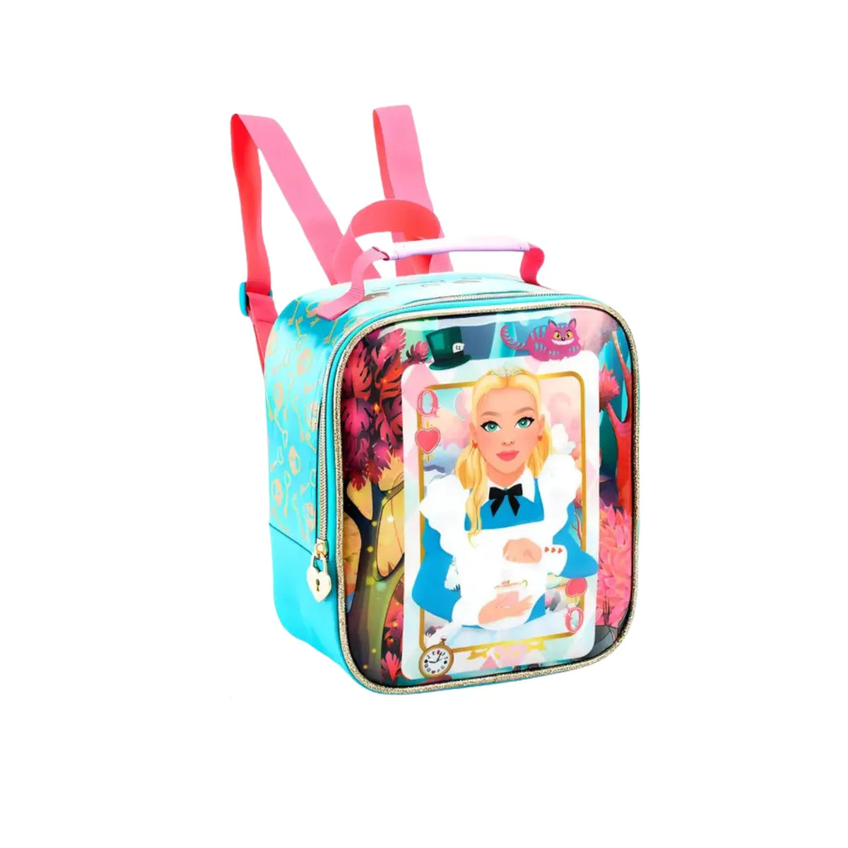 Kit Mochila de Rodas Alice Azul com Lancheira e Estojo