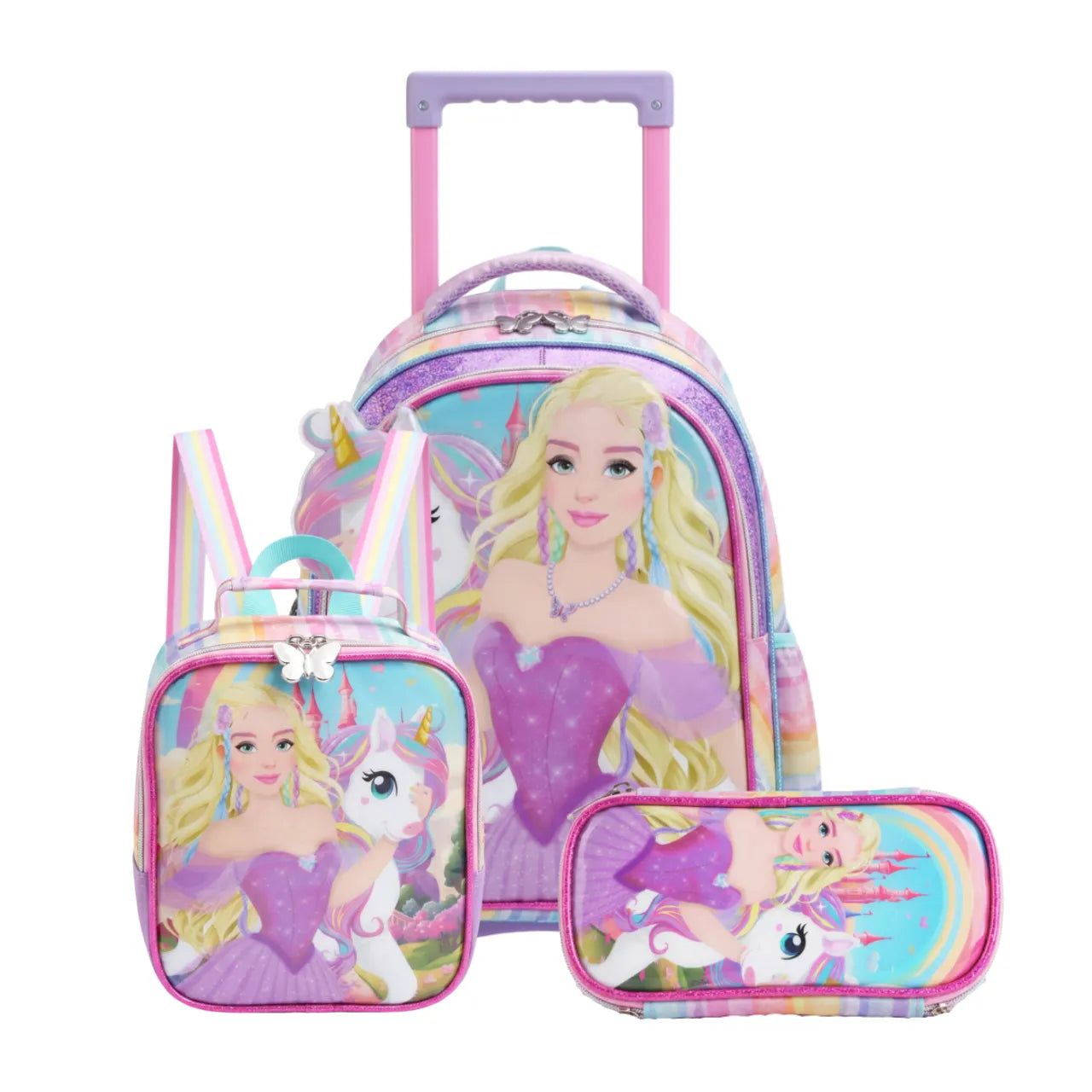 Kit Mochila de Rodas Unicorn Fairy com Lancheira e Estojo