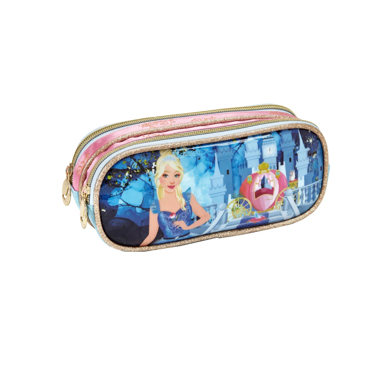 Kit Mochila de Rodas Princesa Azul com Lancheira e Estojo